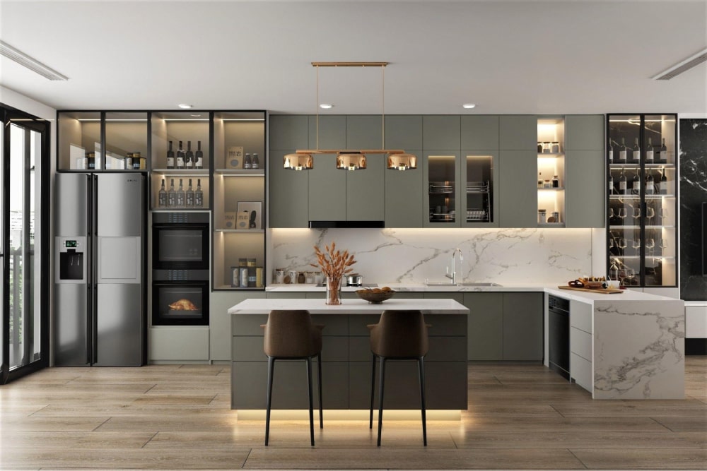 trang trí bếp có cửa sổ