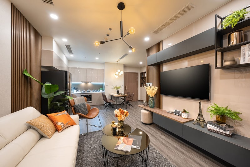 bếp và phòng khách liên thông
