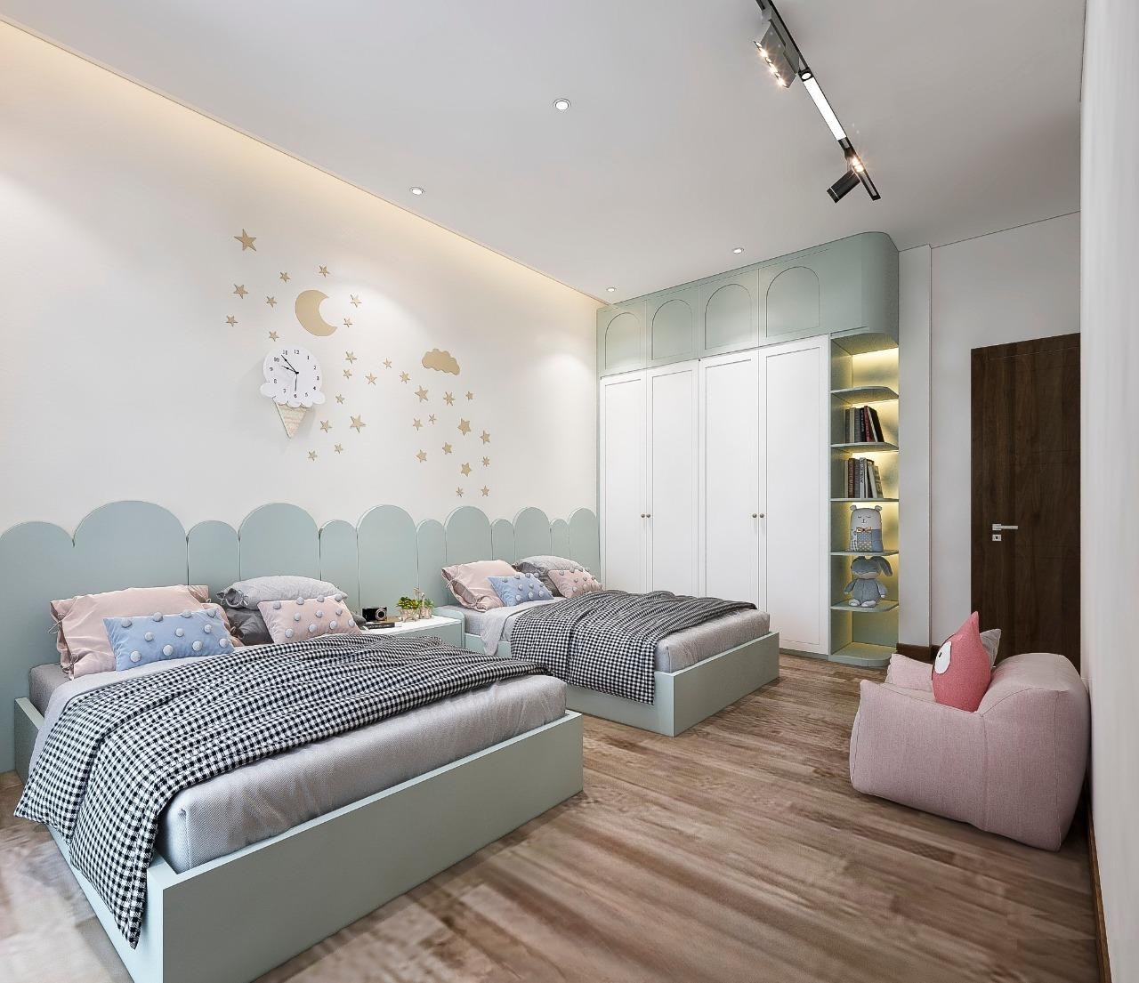 thiết kế phòng ngủ cho 2 bé trai