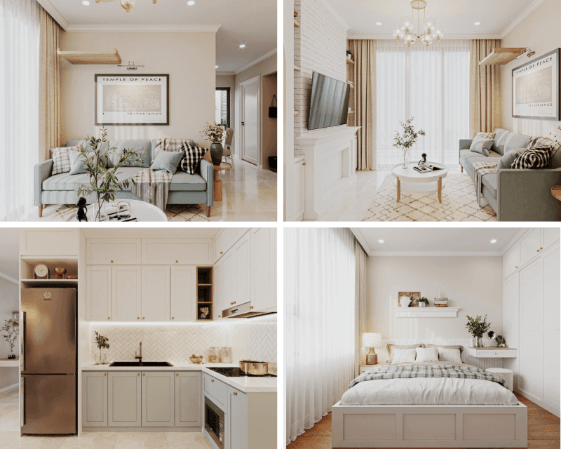 thiết kế nội thất căn hộ 1 phòng ngủ