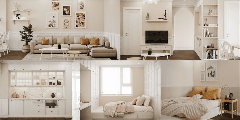 thiết kế nội thất căn hộ 80m2 3 phòng ngủ