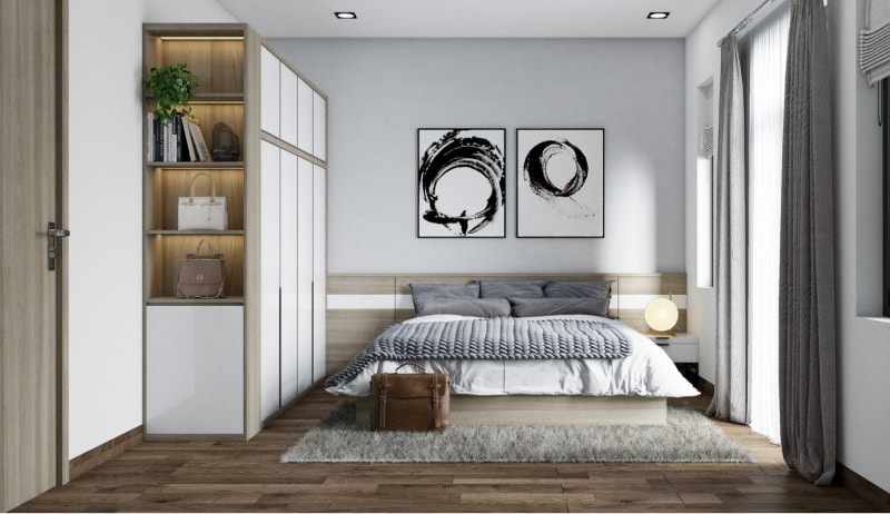 bố trí phòng ngủ 15m2 đẹp mắt