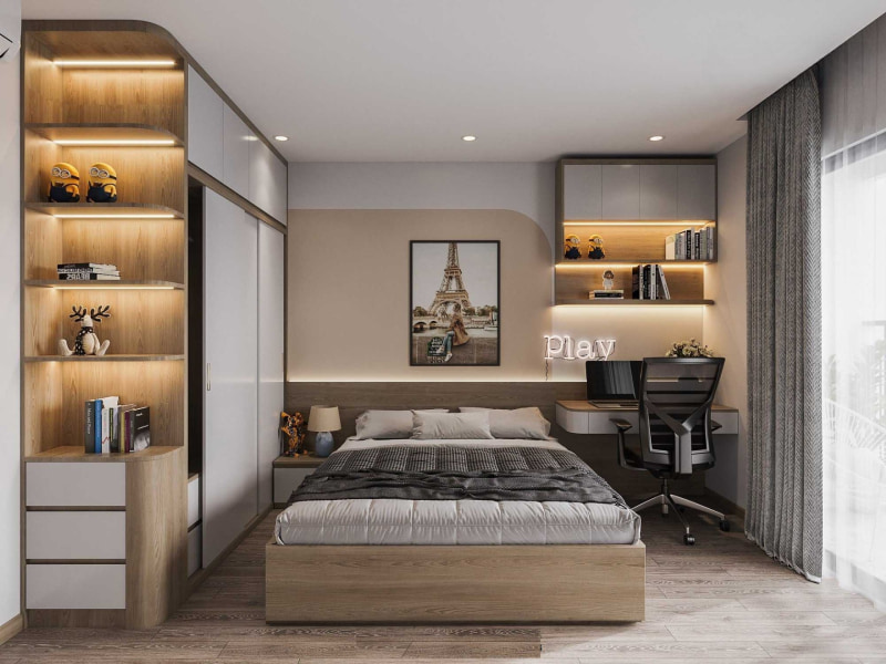 bố trí phòng ngủ 15m2