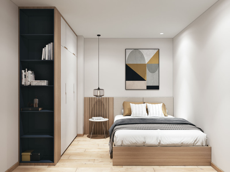 bố trí phòng ngủ 15m2 đẹp mắt