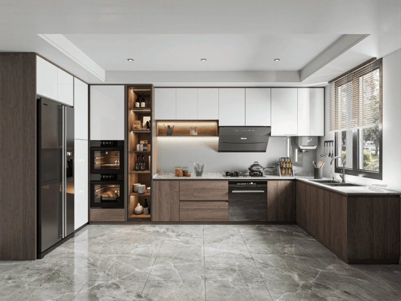 Tủ bếp gỗ công nghiệp