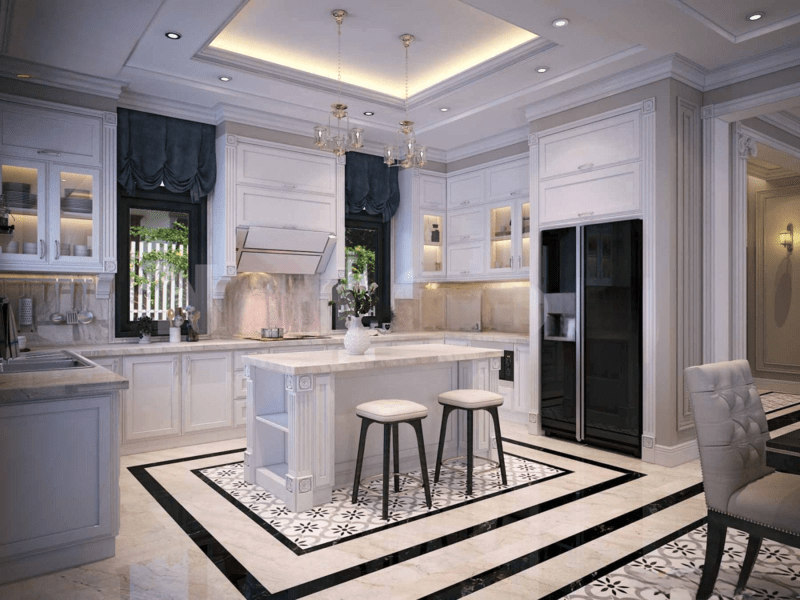 các mẫu tủ bếp tân cổ điển