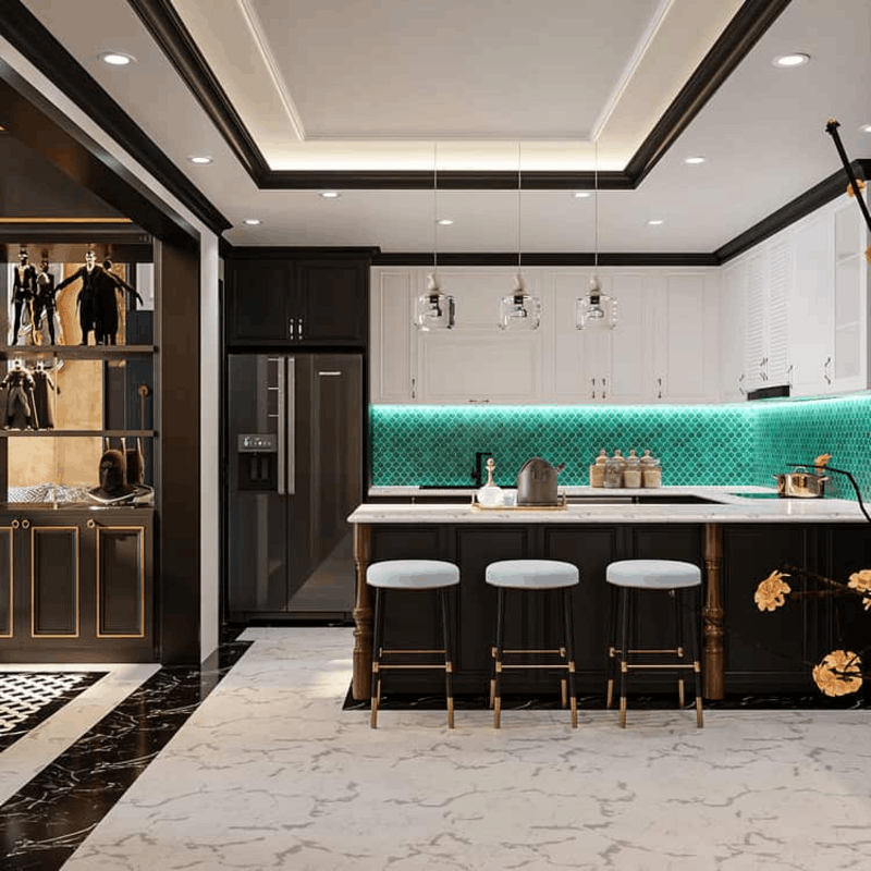 bếp phong cách Indochine