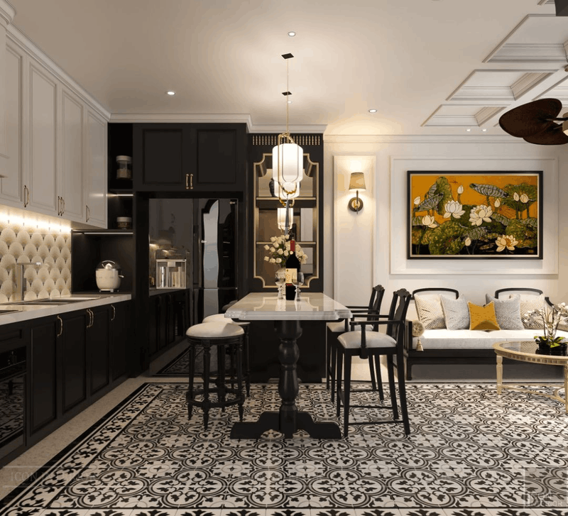 phòng bếp phong cách Indochine