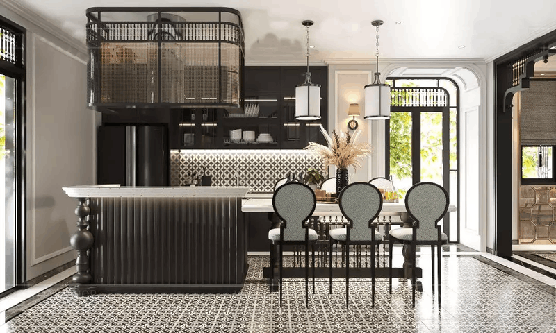 phòng bếp phong cách Indochine