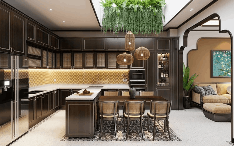 phòng bếp phong cách Indochine