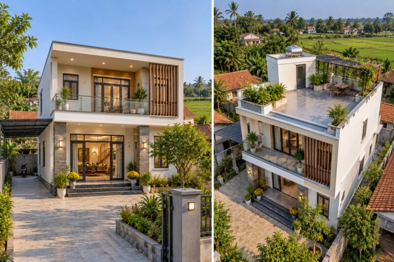 mẫu nhà 2 tầng đẹp ở nông thôn