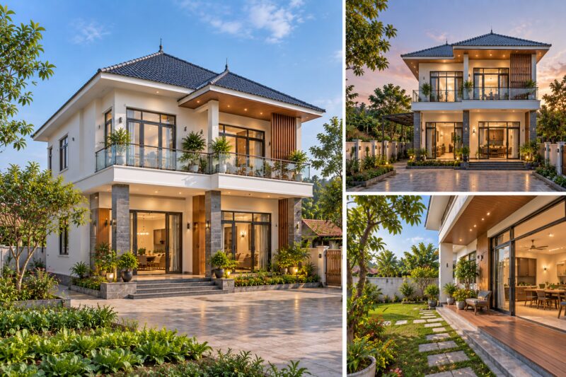 mẫu nhà 2 tầng đẹp ở nông thôn