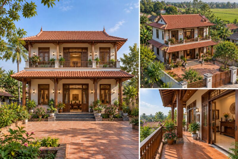 mẫu nhà 2 tầng đẹp ở nông thôn