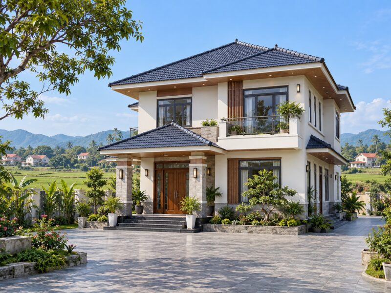 mẫu nhà 2 tầng đẹp ở nông thôn