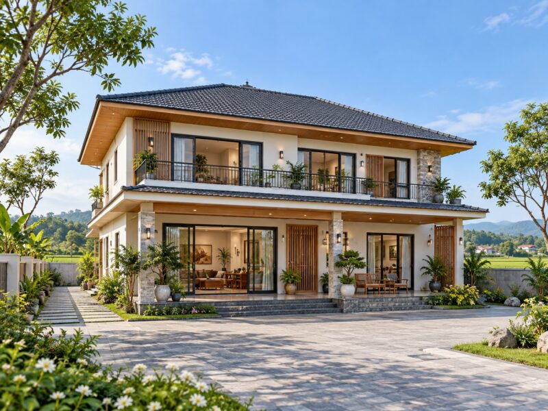 mẫu nhà 2 tầng đẹp ở nông thôn