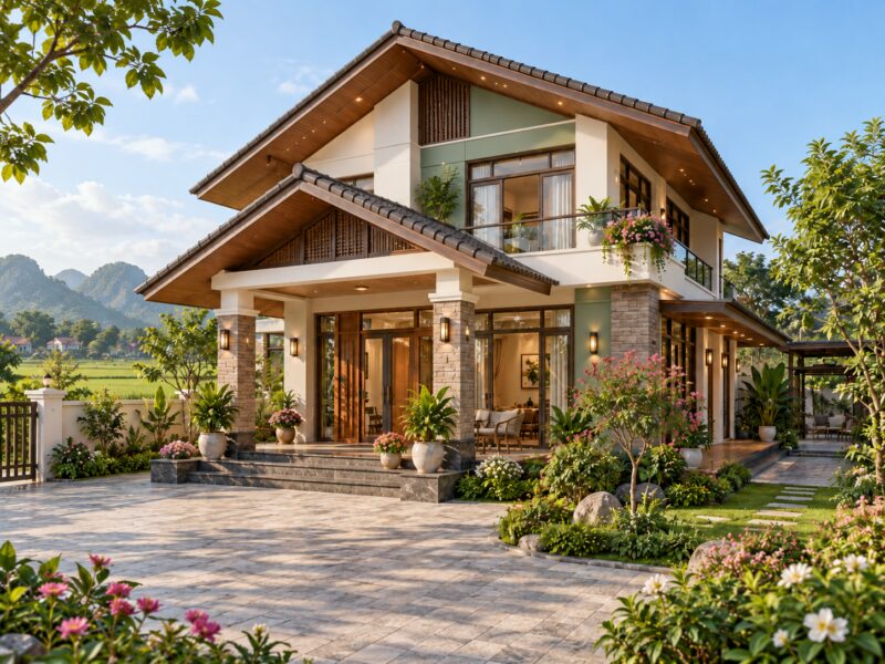 mẫu nhà 2 tầng đẹp ở nông thôn